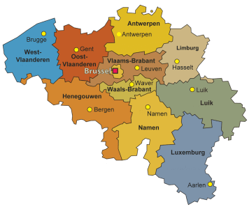 Landkaart België met provincies